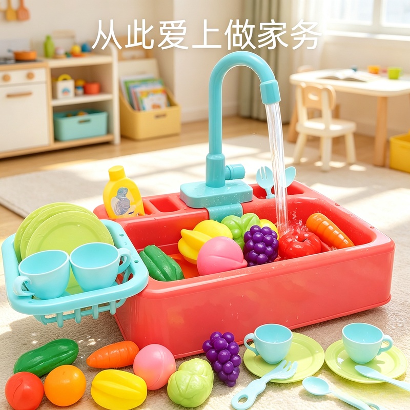 Kitchen Appliances For Kids - مجموعة حوض غسيل الأطباق البلاستيكية للعب