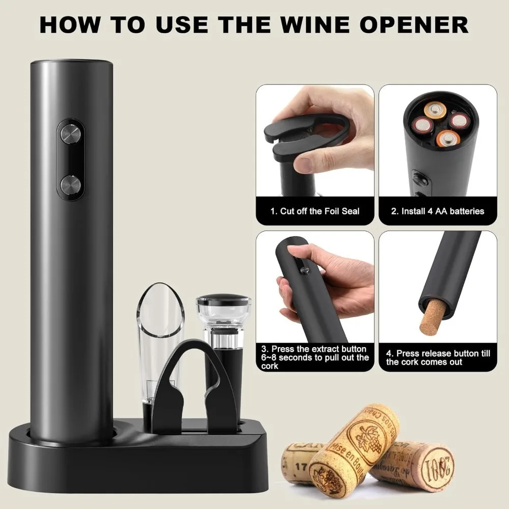 مجموعة فتاحة زجاجات النبيذ الك - مراجعة Wine Opener Electric وسعره